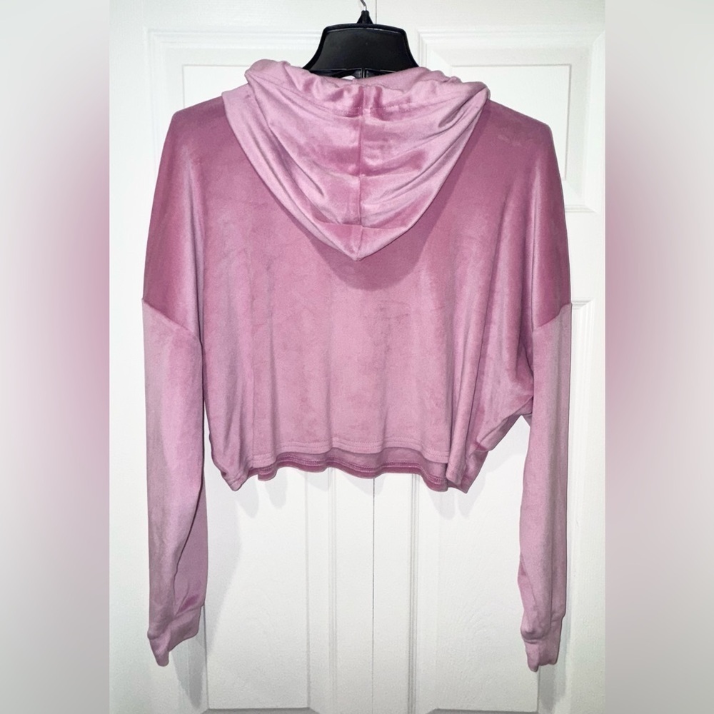 Juicy Couture cropped Pink Hoodie Top with bling design. Size M. GUC - Picture 2 of 9